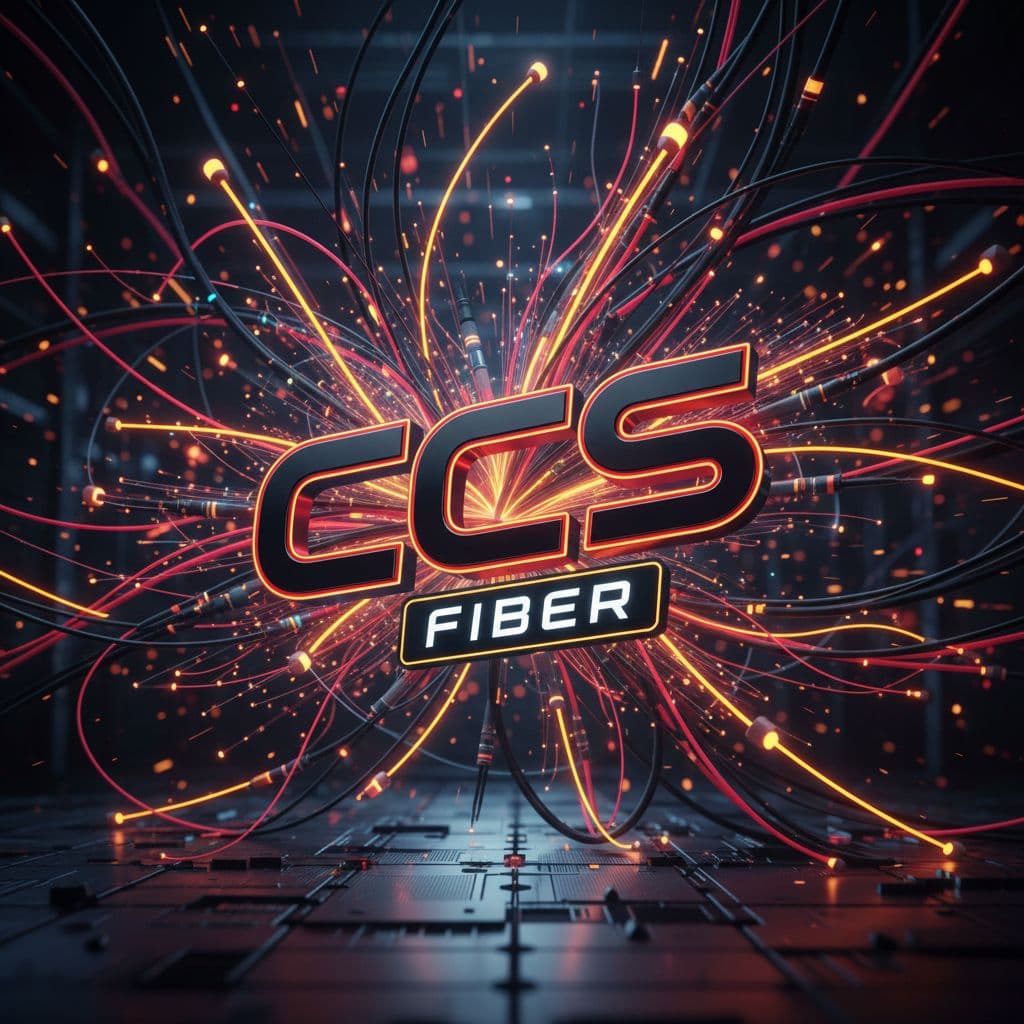AI generated: create an entirely new logo for a Fiber optic company named CCS. the company colours are primarily b...