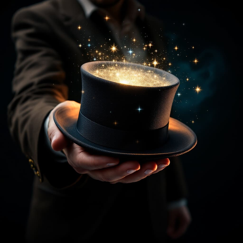 AI generated: Photo of a hat being handed towards us. The hat is being handed by a man in brown suit. The inside o...
