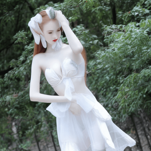 AI generated: a gorgeous girl with delicate features,full body,sliver big eyes,pale white skin,Gauze skirt, slende...
