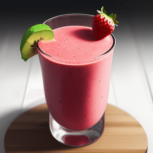 AI generated: a strawberry smoothie with avocado, large 8k quality image, super realistic, white background with s...