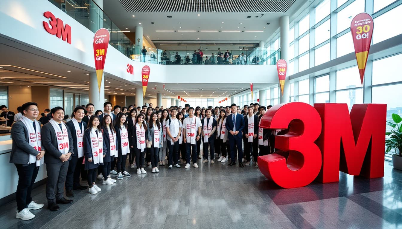 AI generated: A vibrant and energetic company event held at the R&D Center of 3M Korea, called "3M Experience Day....