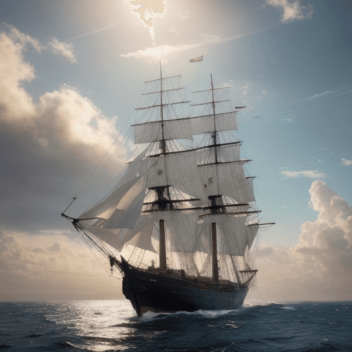 AI generated: Photo of a ultra realistic sailing ship, dramatic light, pale sunrise, cinematic lighting, battered,...