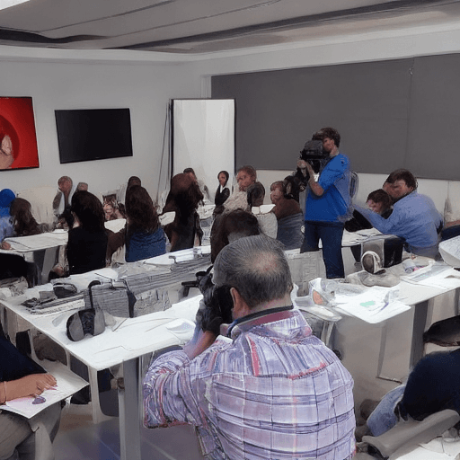 AI generated: Fotografia de una capacitacion en el futuro en 3d