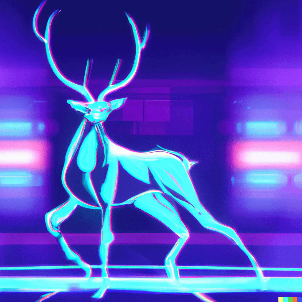 AI generated: “a stag as a tron character, in the tron world, scifi, digital art style, 8k” - variation