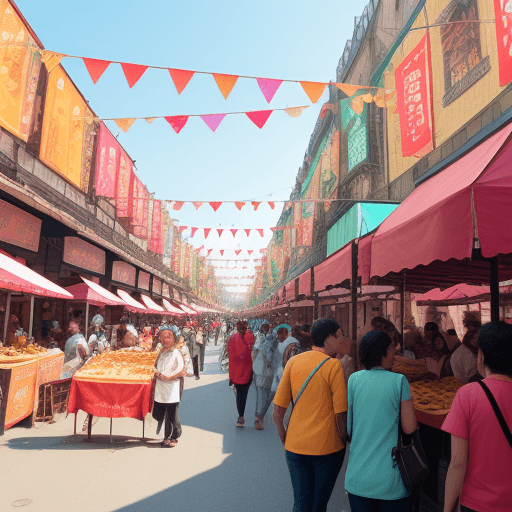 AI generated: a vibrant food festival street