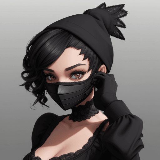 AI generated: Personnage roblox avec cheveux noir peaux maron et masque a moutier sur le visage 
