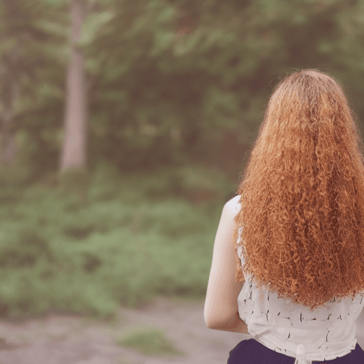 AI generated: Portrait of a beautiful lady, with natural color hair, view from back, film grain, high quality, stu...