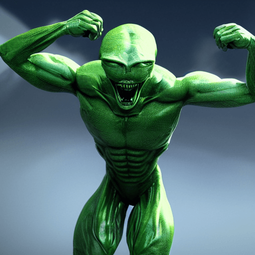 AI generated: high resolution photography of an alien, Character Design, full body, green, futuristic, highly deta...