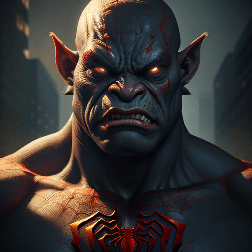 AI generated: body portrait, very angry Spiderman orc, intimidating, menacing, powerful, low angle, horror, octane...