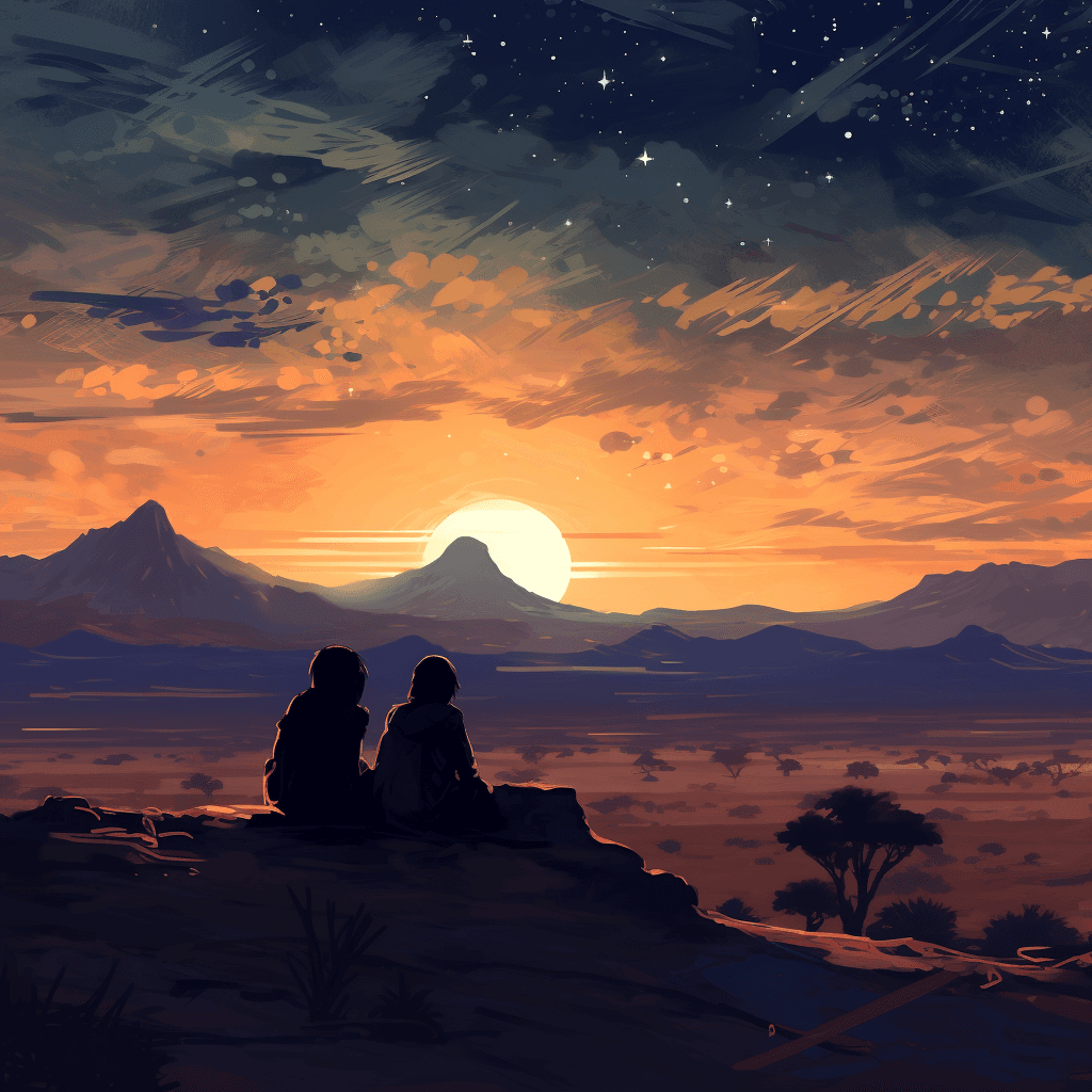 AI generated: Pictures, desert, warm, camel, savana, night sky, stars, mosque, cactus, acrylic painting, trending ...
