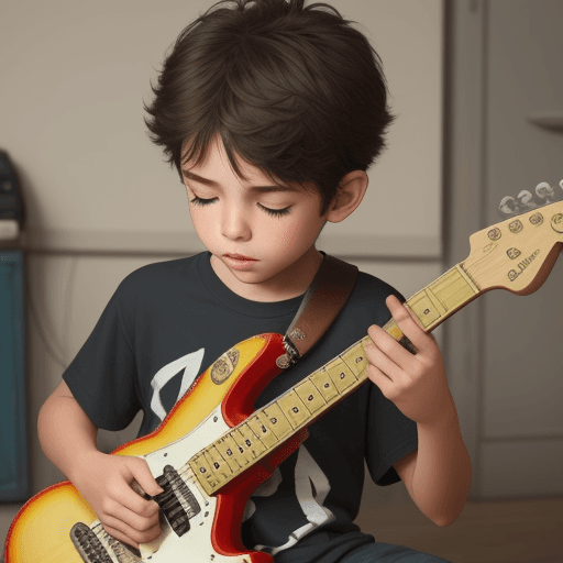 AI generated: a boy was play a gitar