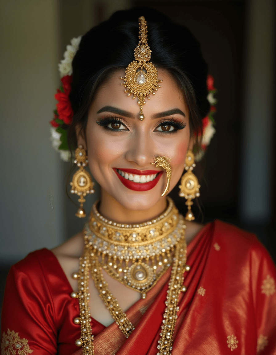 AI generated: A girl dressed in a traditional Mekhela-Chador made of rich, styled elegantly with detailed folds an...