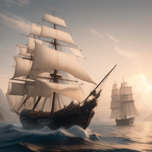 AI generated: Photo of a ultra realistic sailing ship, dramatic light, pale sunrise, cinematic lighting, battered,...