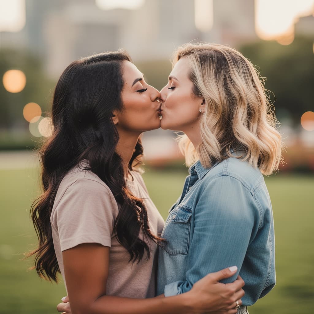 AI generated: Beautiful women kissing