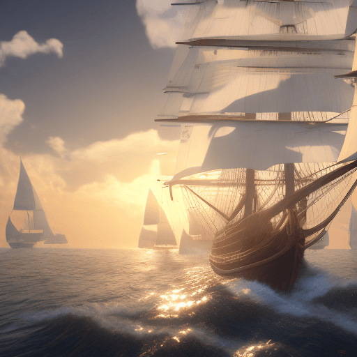 AI generated: Photo of a ultra realistic sailing ship, dramatic light, pale sunrise, cinematic lighting, battered,...