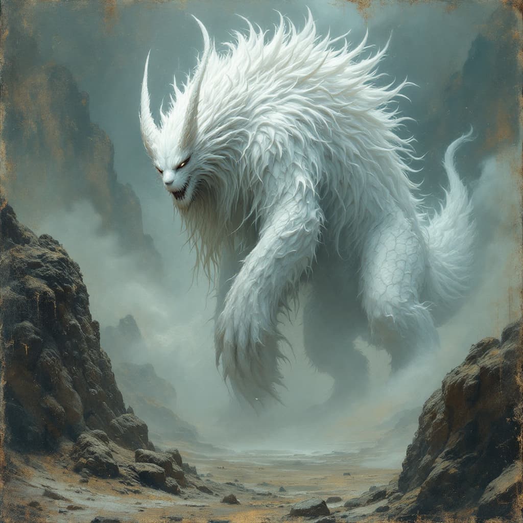 AI generated: A strikingly mystical creature, reminiscent of a large, magical female monster, takes center stage i...