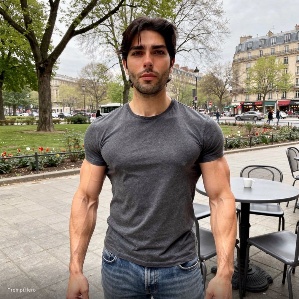 AI generated: Create shirtless image with little bit lean 