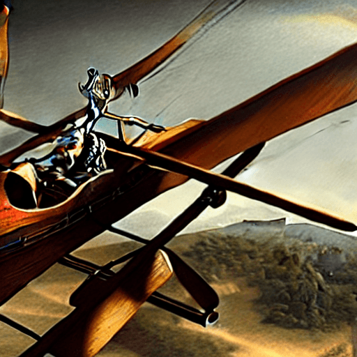 AI generated: leonardo da vinci working on a flying machine, dramatic light,cinematic lighting, 4k, hyper realisti...