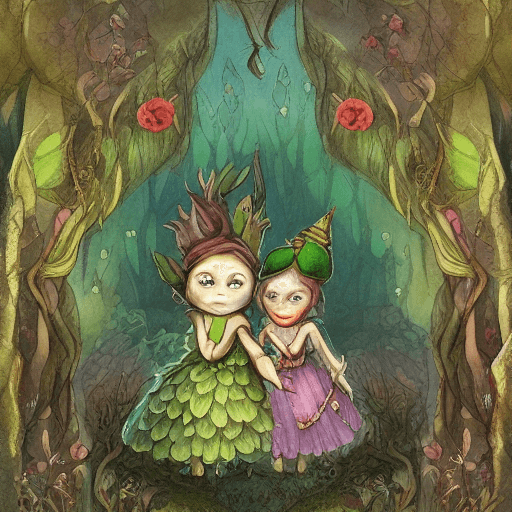 AI generated: strybk, four gnomes in the deep enchanted woods. leafy celtic background, ornate, colorful, hyperdet...