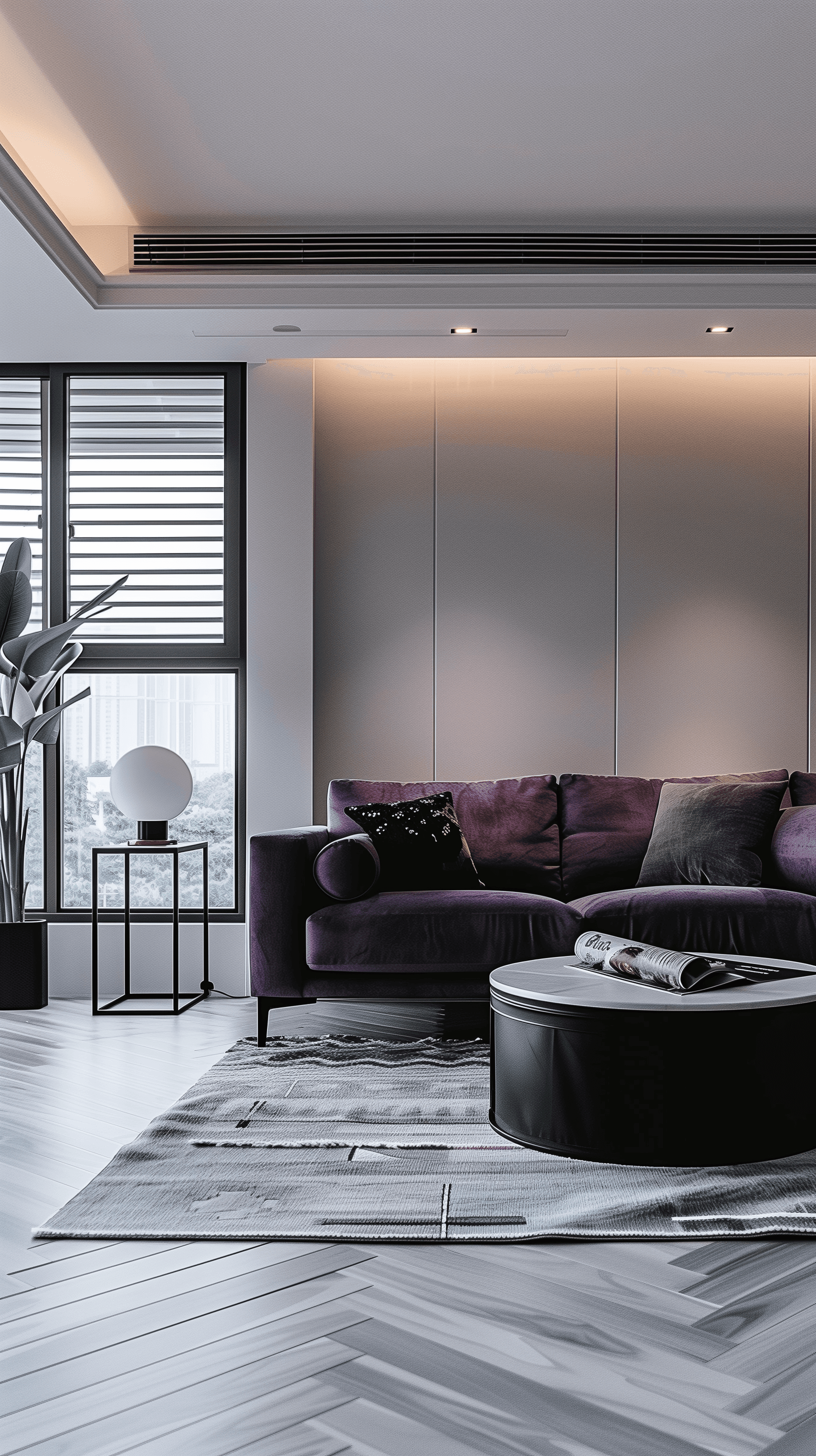 AI generated: high resolution photography, minimalism, front shot, living room, full-frame DSLR camera, the color ...