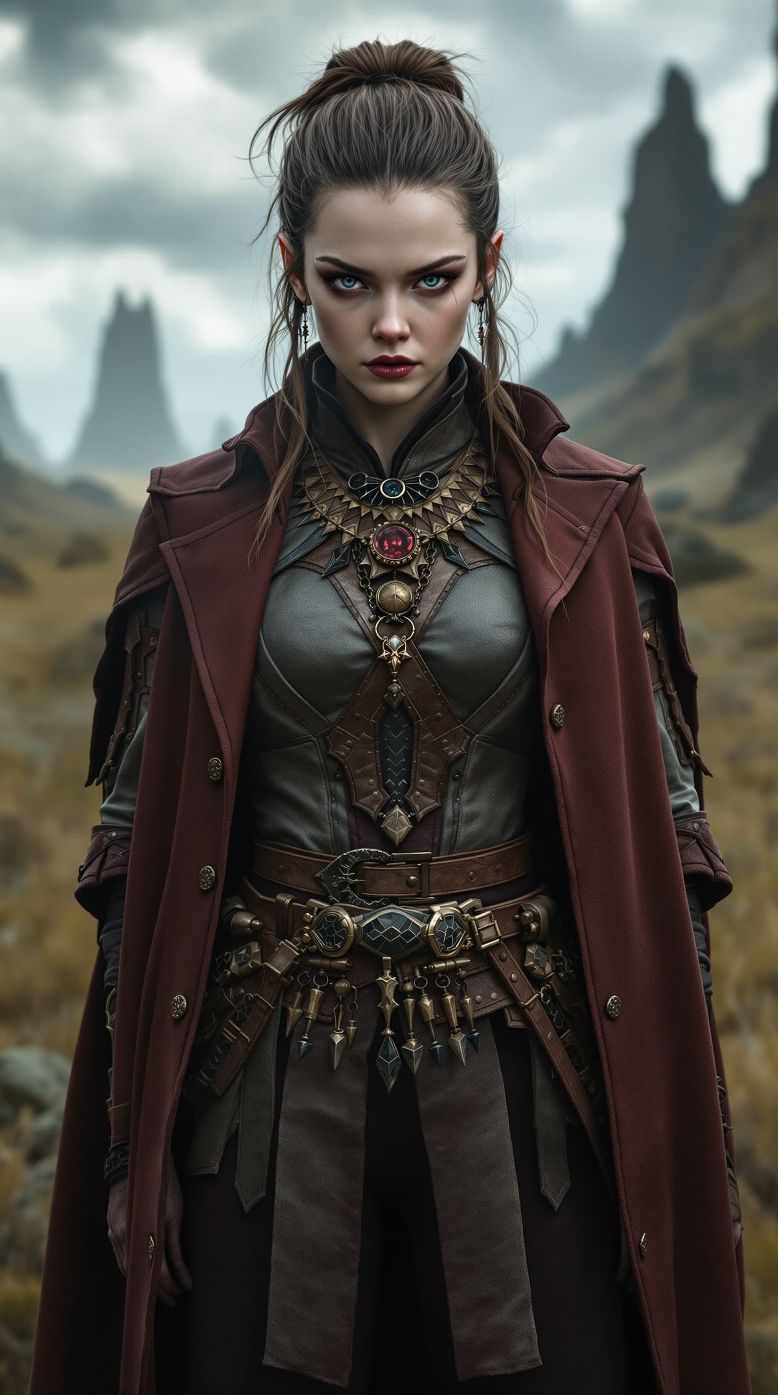AI generated: A hyper-realistic depiction of a eleven old Freya Allan full-body from into the badlands










