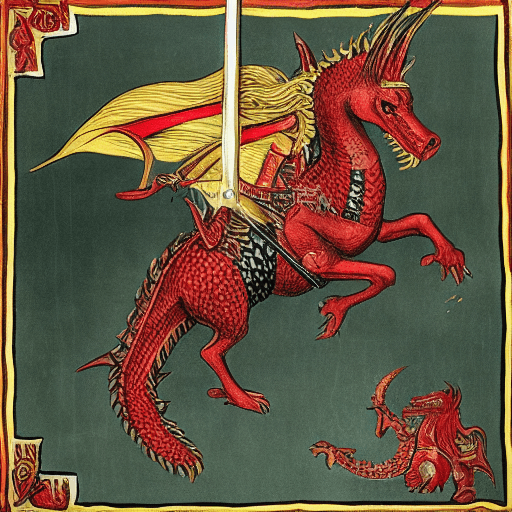 AI generated: A knight holding the sword with her right hand while with her left hand casts an ice spell against t...