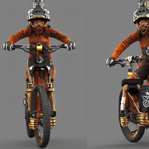 AI generated: 3D render of a concept design MTB Rider, steampunk, intricate details, hyper detailed, photorealisti...