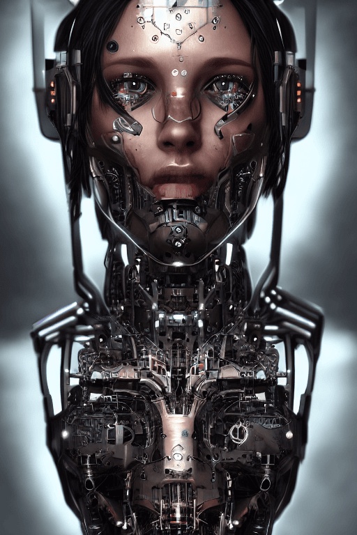 AI generated: full body cyborg| full-length portrait| detailed face| symmetric| steampunk| cyberpunk| cyborg| intr...