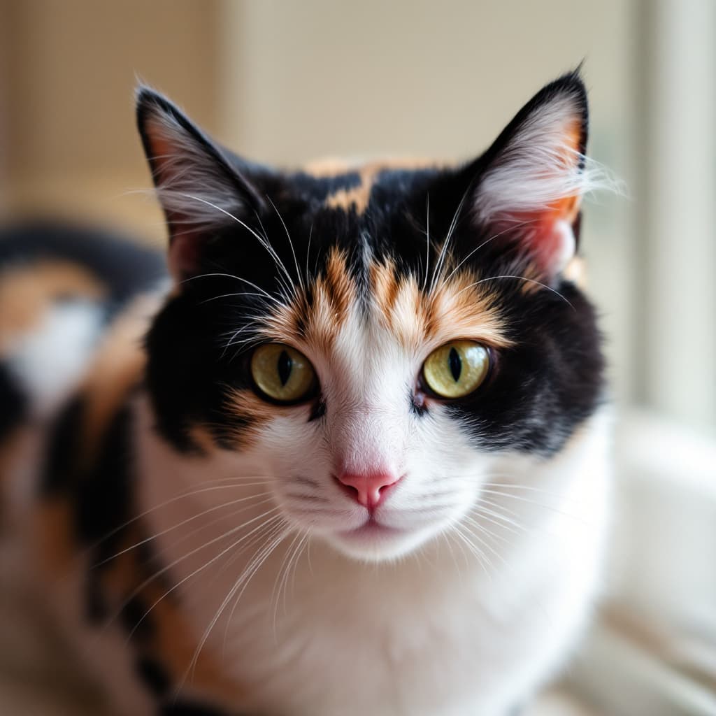 AI generated: cute cat with a mixed colored fur of white and black