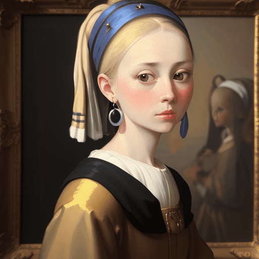 AI generated: a painting of a Girl with a Pearl Earring , inspired by Dutch Golden Age painting--ar 4:5 --stylize ...
