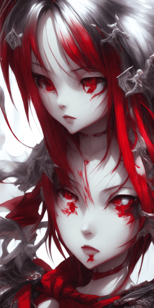 AI generated: painting, fantasy, japan, anime, in the style of realistic hyper-detailed rendering, dark white and ...