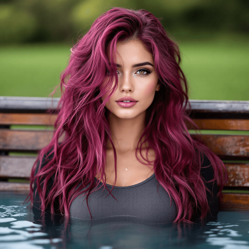 AI generated: The image features a person in a body of . with wet hair cascading down. They are wearing a fitted g...