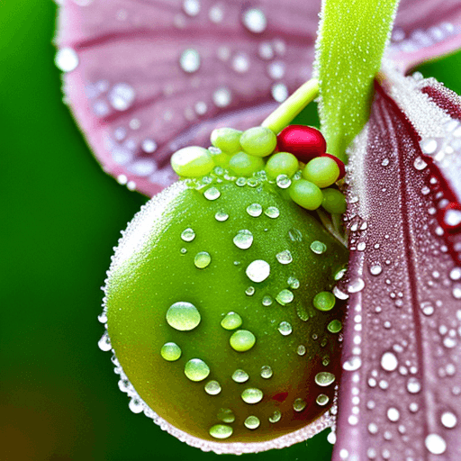 AI generated: fruit bud with dew drops