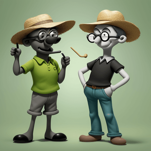 AI generated: Full body view, A men, smilling gray, without beard, whithout shadow, short hair, black glasses, str...