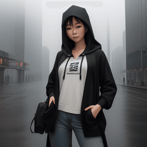 AI generated: photography, in the city, asian woman, natural pose, Sony α9 II, Sony FE 100-400mm f/4.5-5.6 GM OSS ...