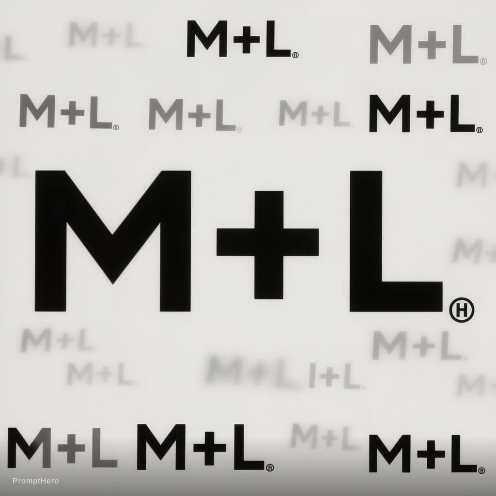 AI generated: create a pattern the text "M+L" in black on white. The pattern should fit exactly into itself on eve...