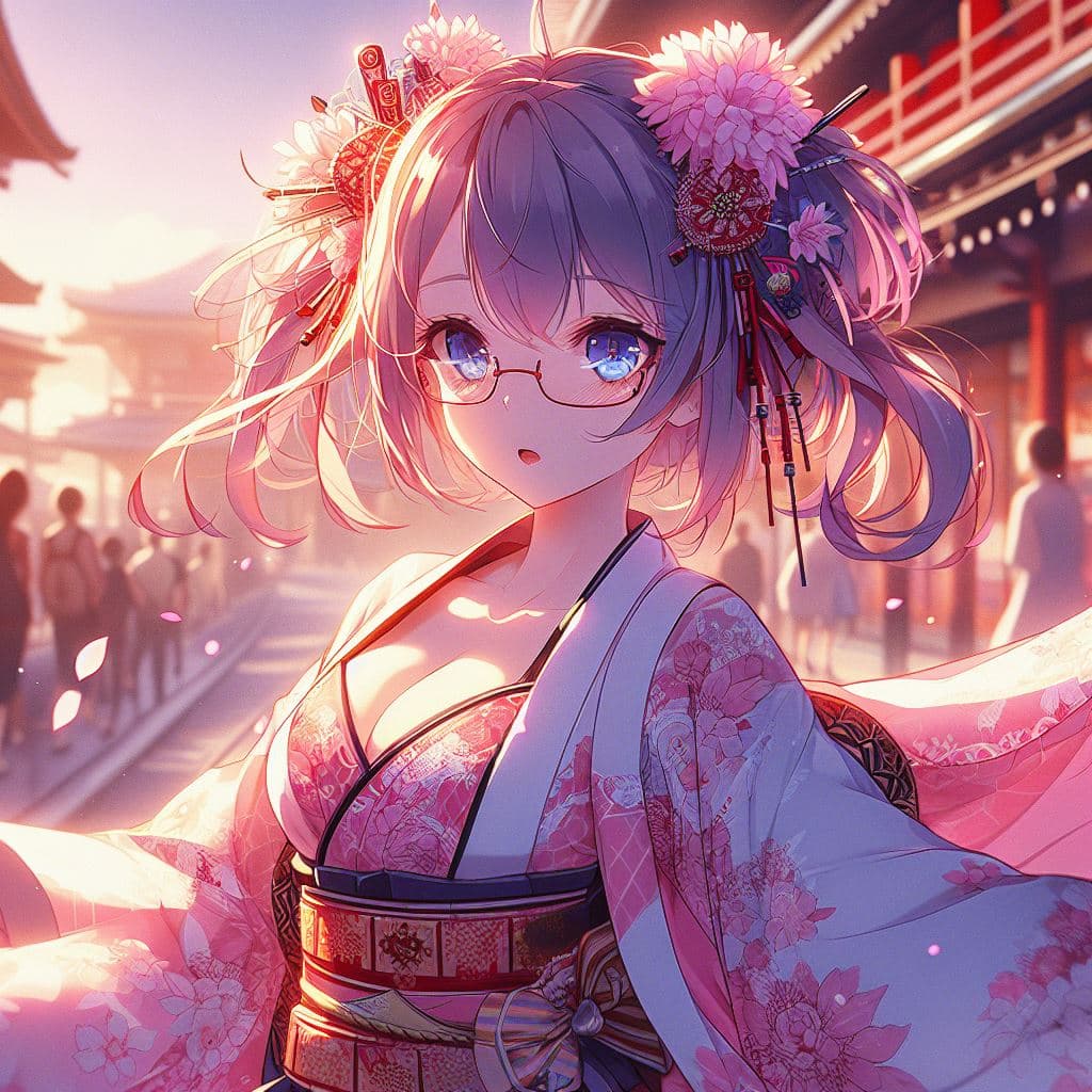 AI generated: anime by Studio Trigger style, 2D, illustration, beautiful, kawaii bishoujo fashion model, street sc...