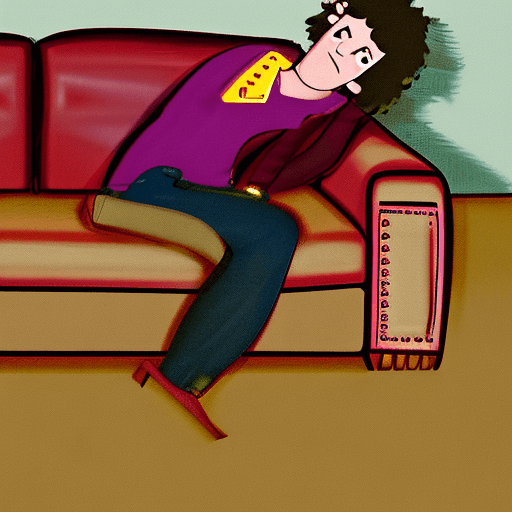 AI generated: 1 young, beautiful young Latin male sitting on sofa, seen from high shot( Cute straight loose hair )...