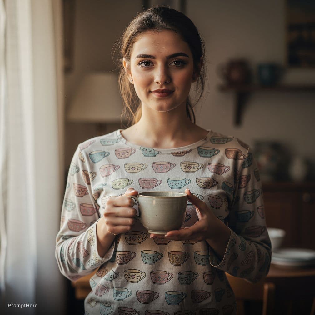 AI generated: A woman with a cup chest