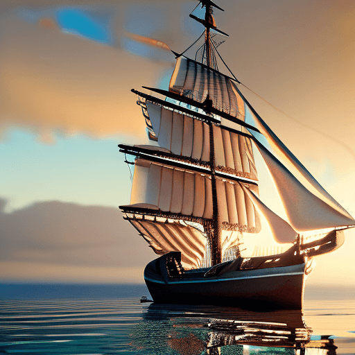 AI generated: Photo of a ultra realistic sailing ship, dramatic light, pale sunrise, cinematic lighting, battered,...