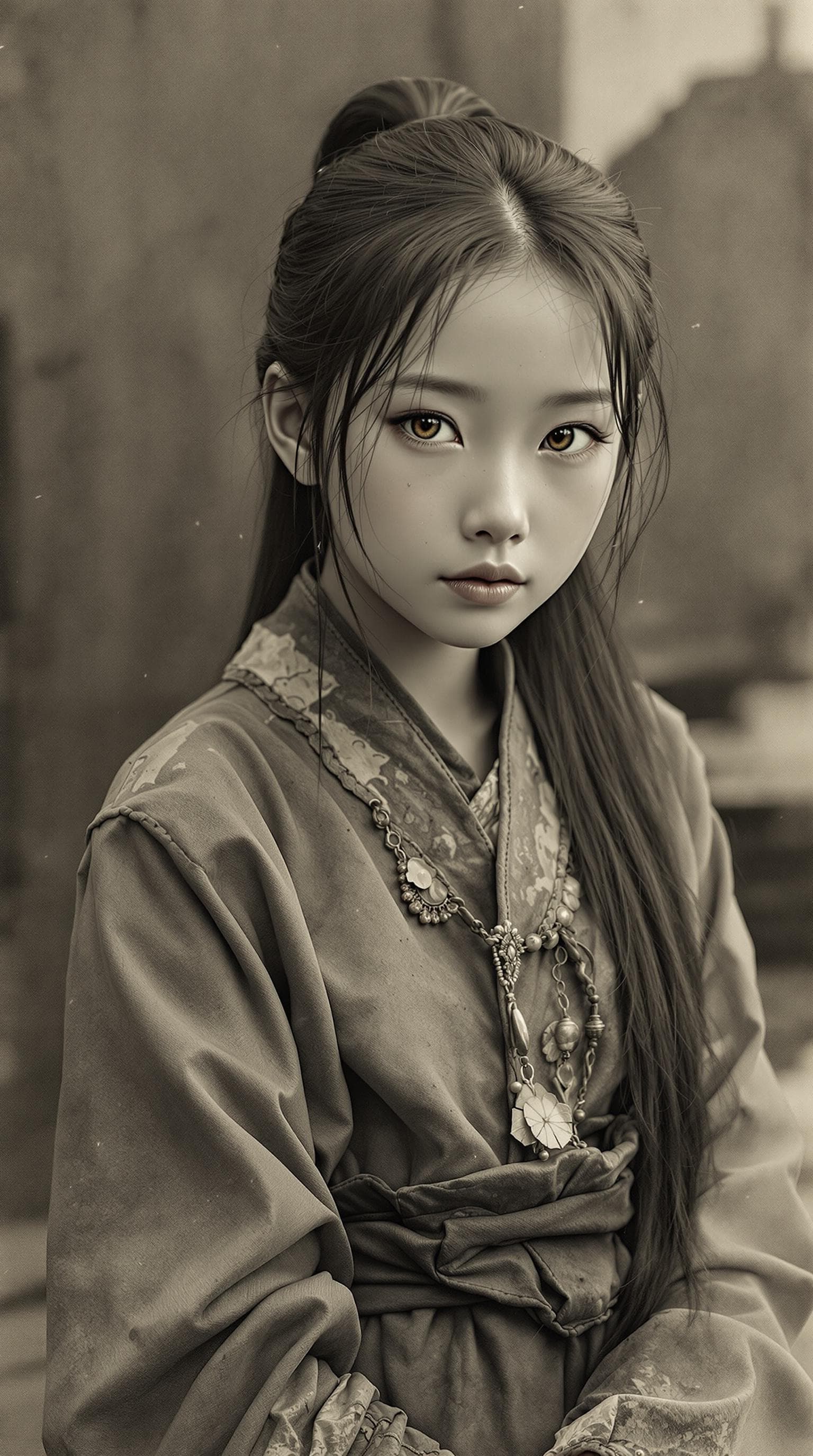 AI generated: a professional vintage black and white photo (paper has aged over time), of a exceptionally of the m...
