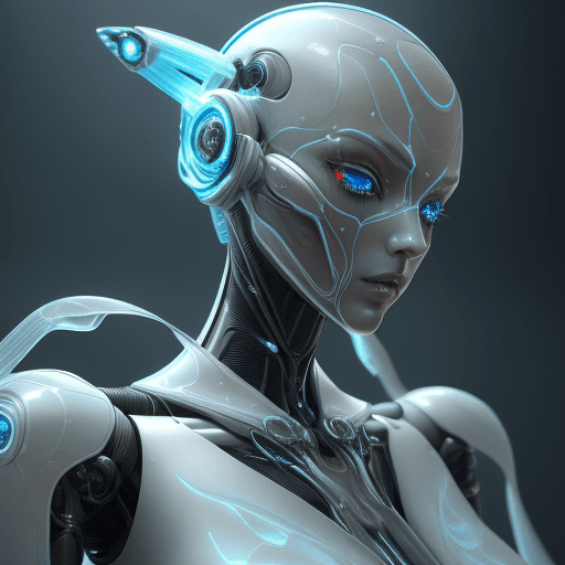 AI generated: Transparent Elegant Futuristic Android Humanoid Robot, Darkcore, Cyborgism, Surface Detail ,beautifu...