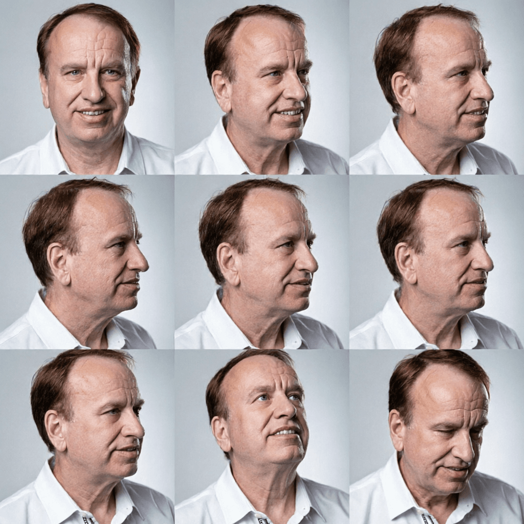 AI generated: crop image to only the man's face, then remove old background and shirt first and then create a visu...