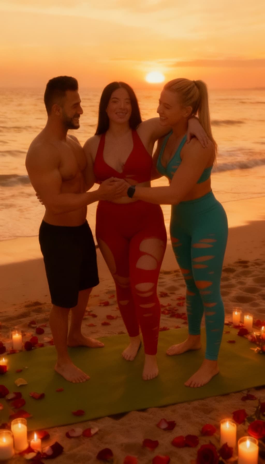AI generated: Add a hug and make their clothes sexy 