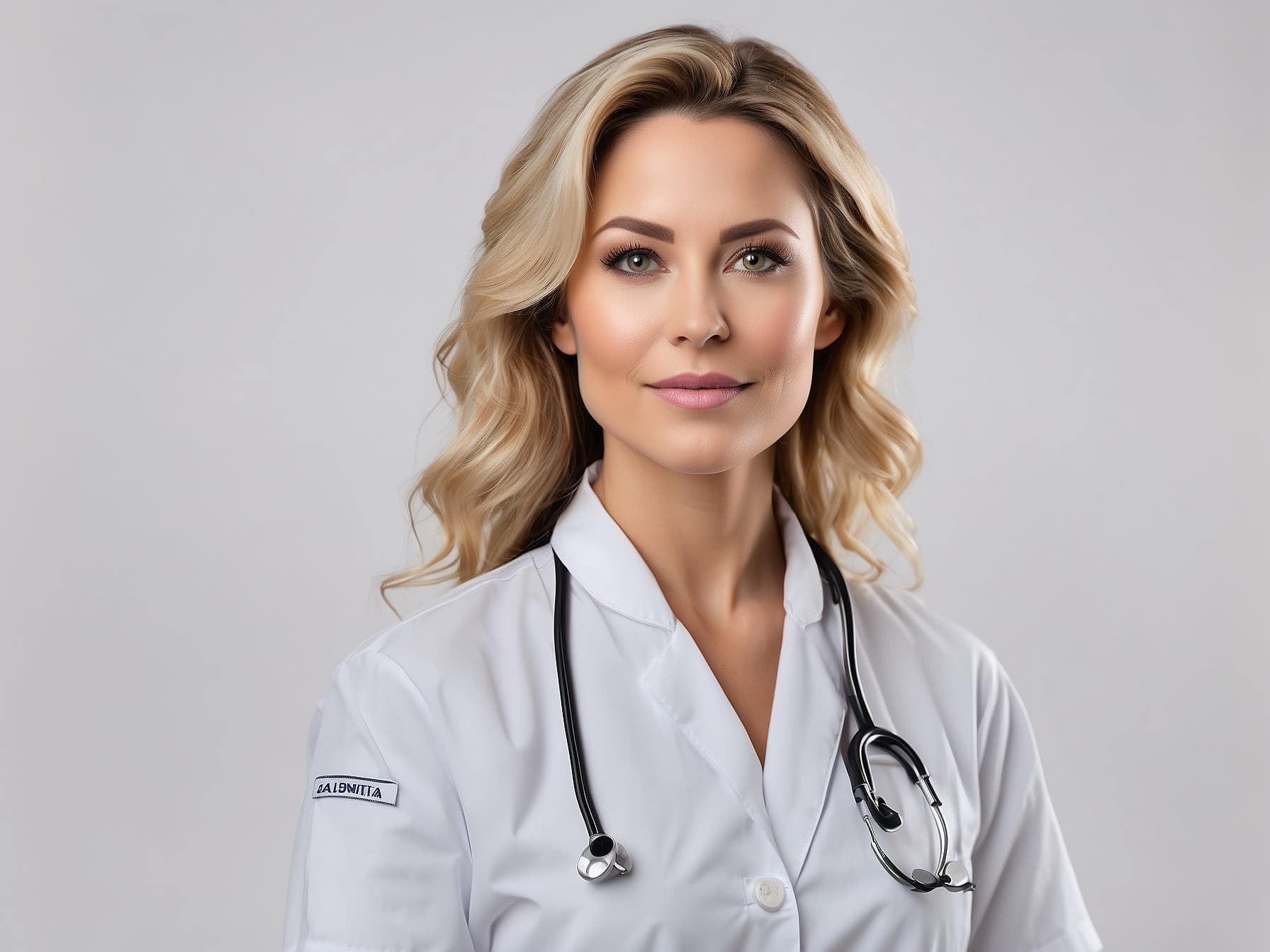 AI generated: a woman in a white lab coat with a stethoscope, a stock photo by Michael Flohr, featured on pexels, ...