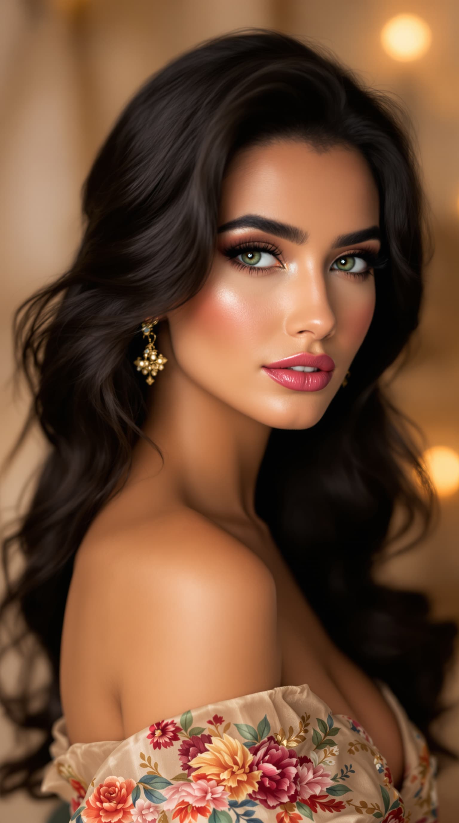AI generated: "A glamorous Acadian model exuding elegance and charm. Captured in a high-resolution head and should...