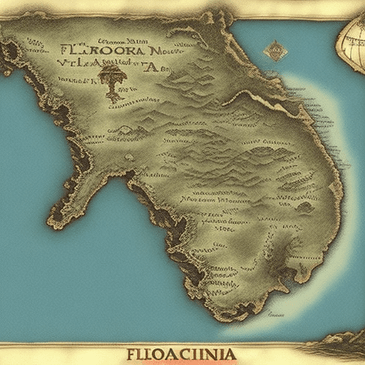 AI generated: a map of Florida in the style of the middle earth map --ar 9:21