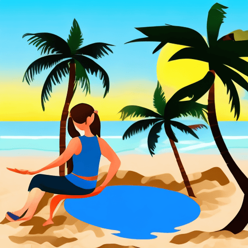 AI generated: round logo with writing on the top in blue "An Introvert Island" featuring a small island with two p...