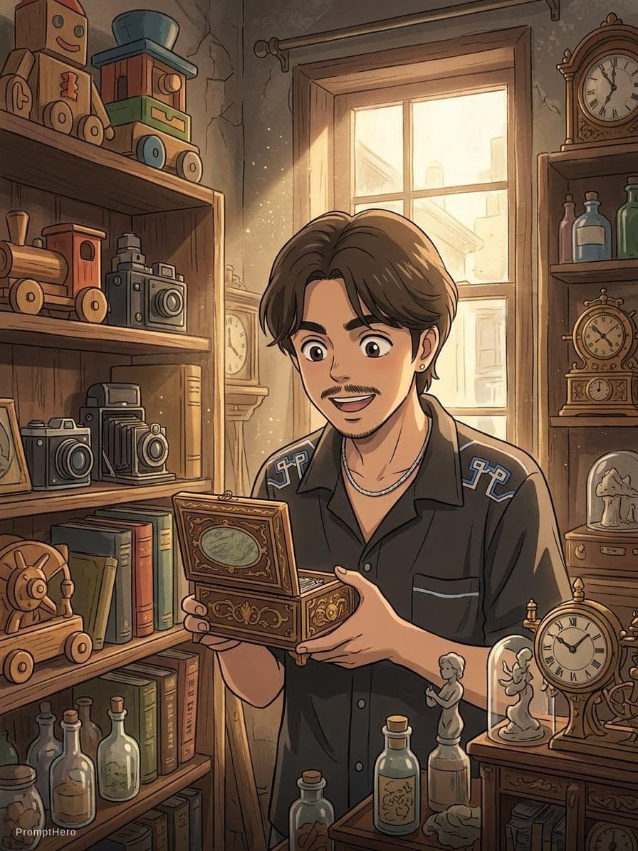 AI generated: store full of curious collectibles :: incredible, anime, Digital 2D, animated by Kyoto Animation, St...