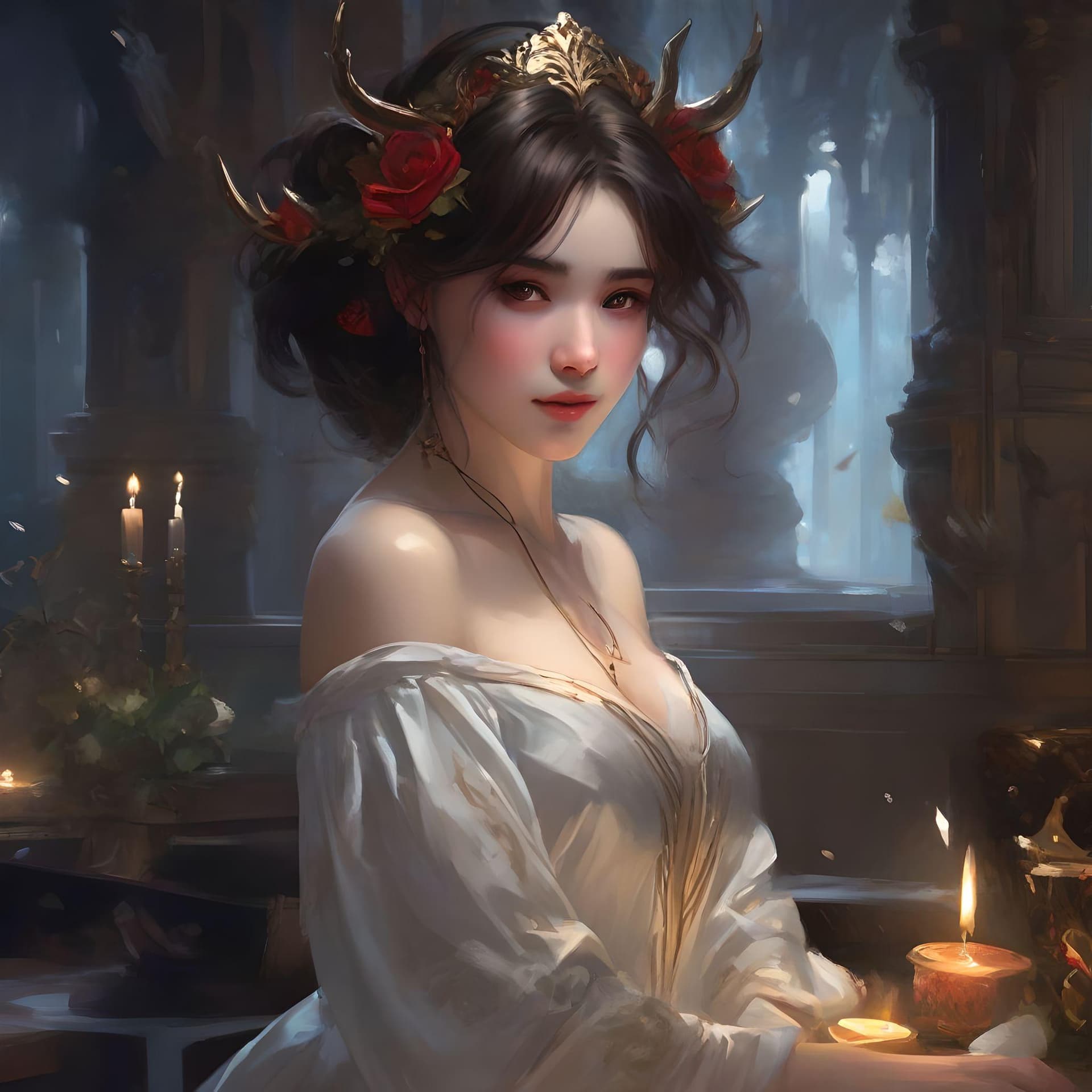 AI generated: 
a beautiful Japanese woman adorned